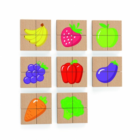 Drewniane Puzzle Magnetyczne Owoce Warzywa Układanka Viga Toys