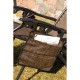 Fotel leżak ogrodowy składany z daszkiem i zagłówkiem brązowy