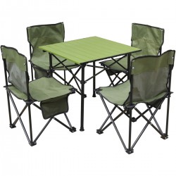 Zestaw turystyczny 5w1 stolik + 4 krzesła zielony