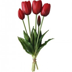 Bukiet 5 tulipanów czerwony 40 cm jak żywy gumowany